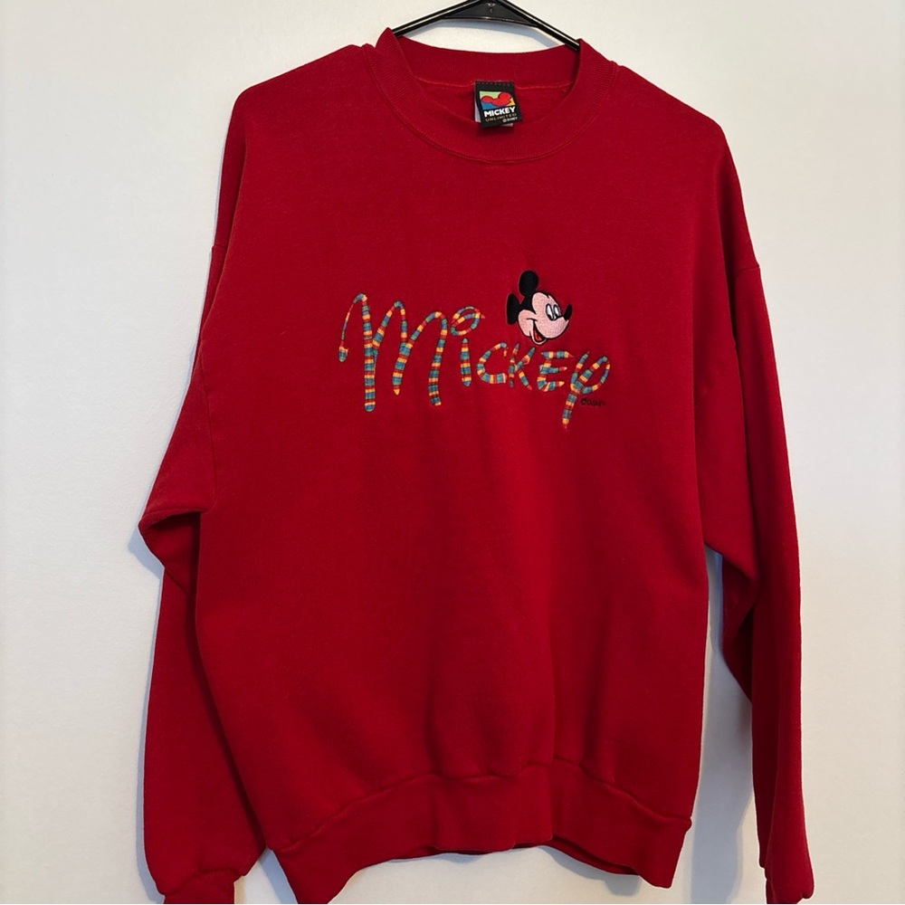 Vintage Red Disney Unlimited Mickey Mouse Sweatshirt Large embroidered